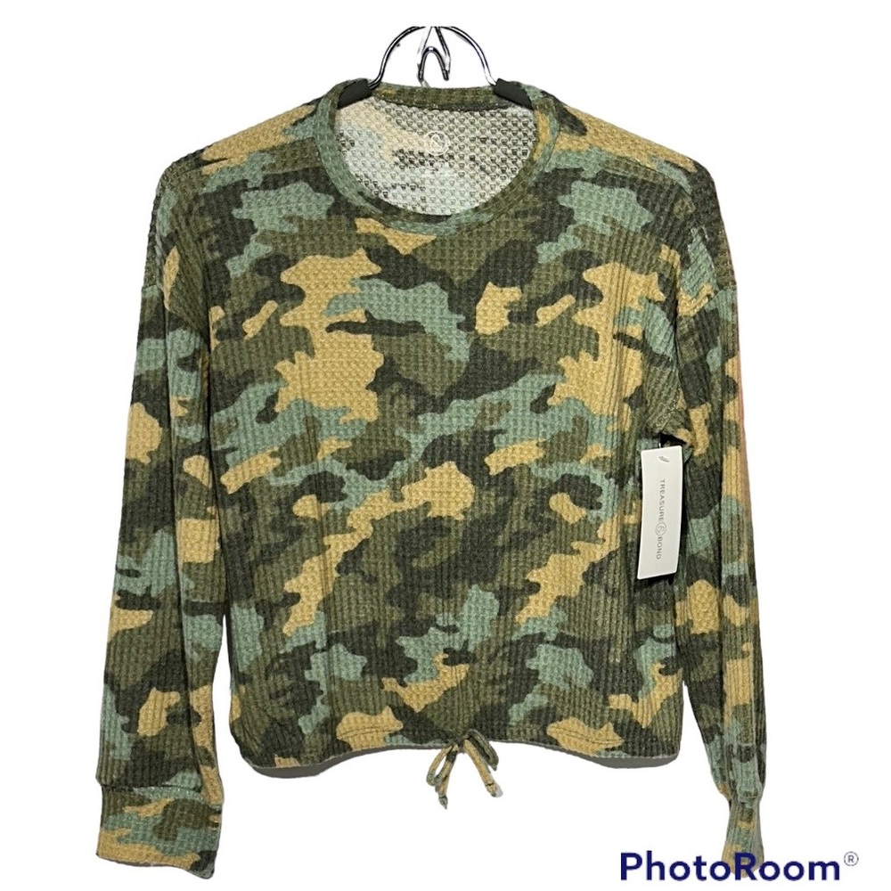 Treasure & Bond  NWT Waffle Knit Camo Long Sleeve Girls Shirt Size Large (10/12)